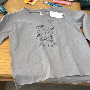 Rylee + Cru Gray Long Sleeve Tee with Basketball Graphic